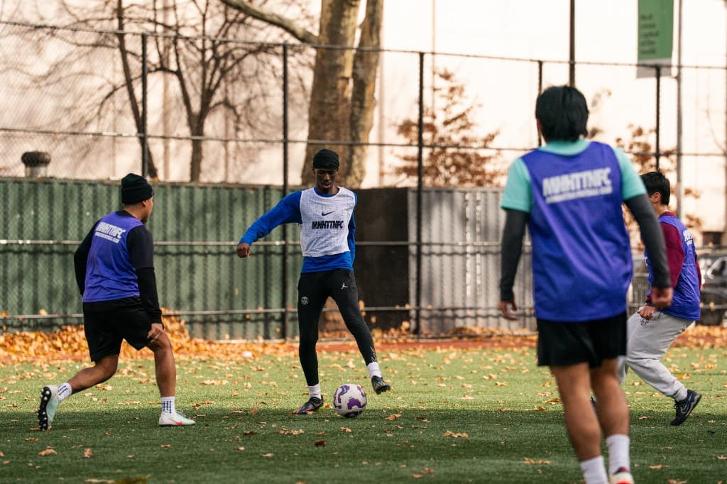 Me playing soccer with friends from my high school team at Chelsea Park in Manhattan on Thanksgiving.