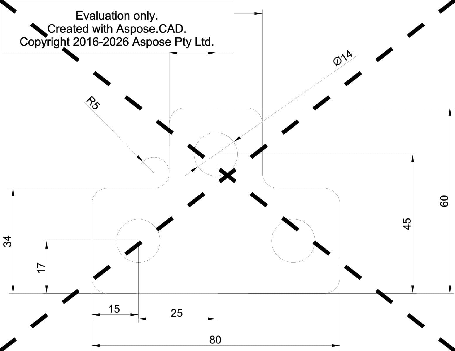 Dimensioned AutoCAD part drawing from CAD coursework